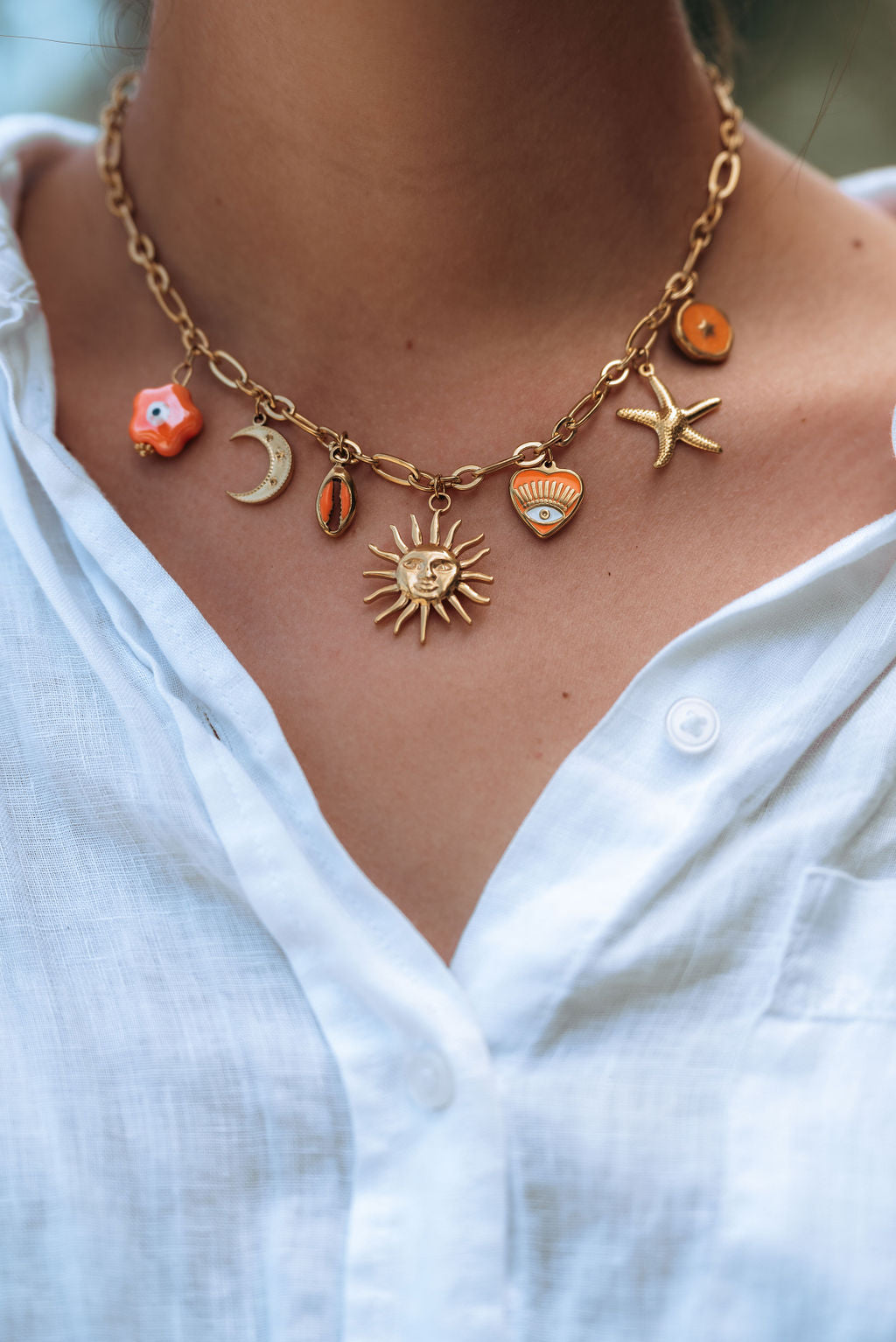 Orange Charm Necklace