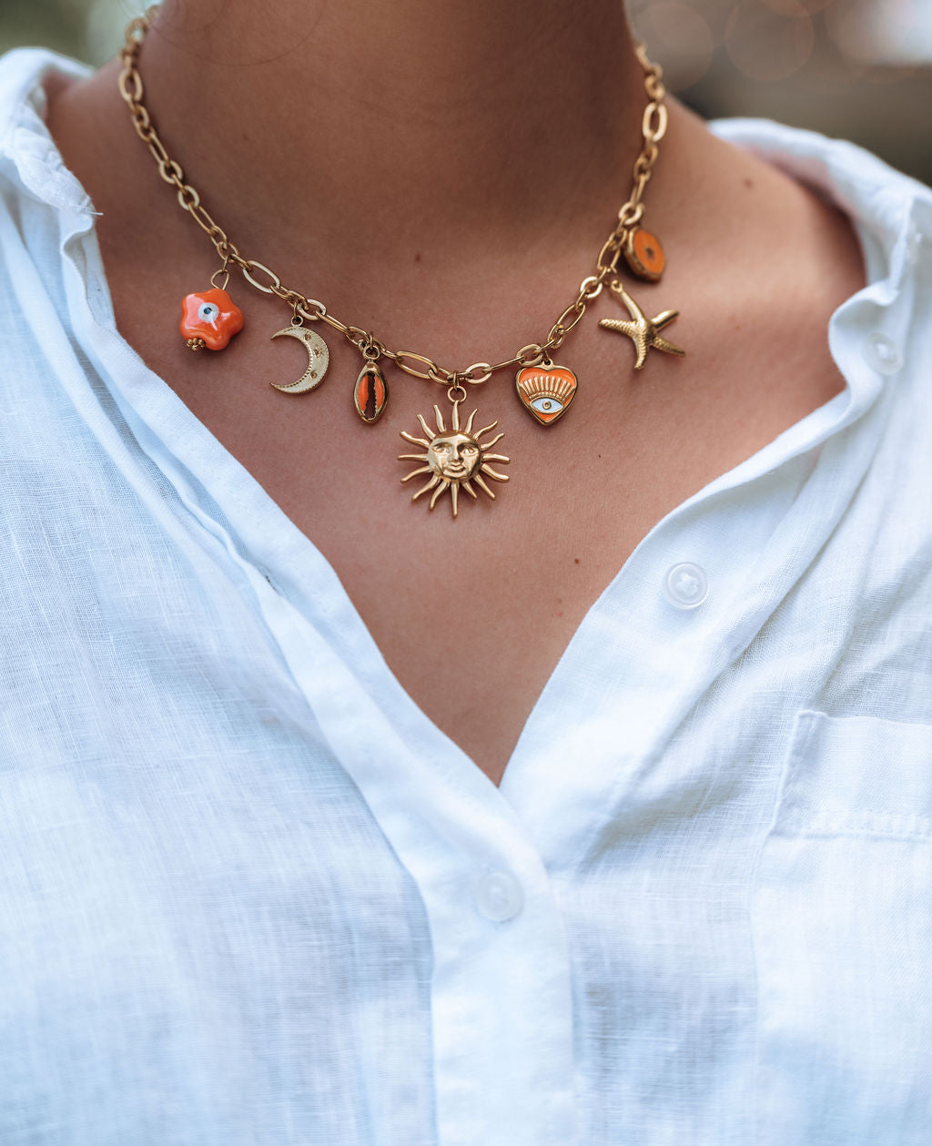 Orange Charm Necklace