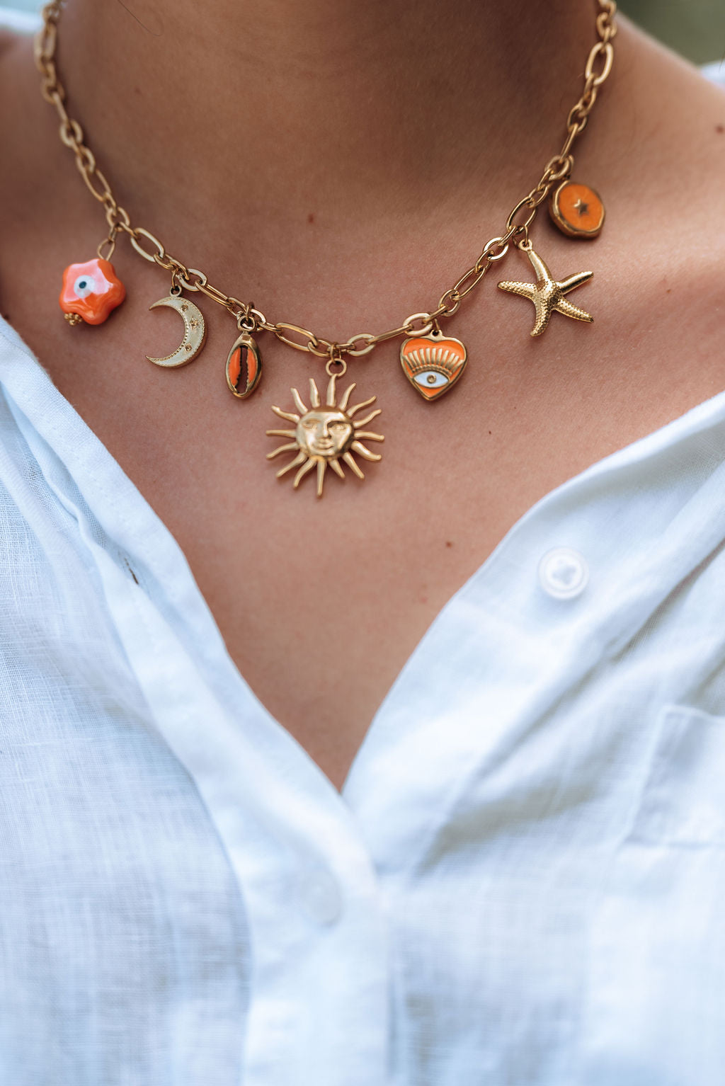 Orange Charm Necklace