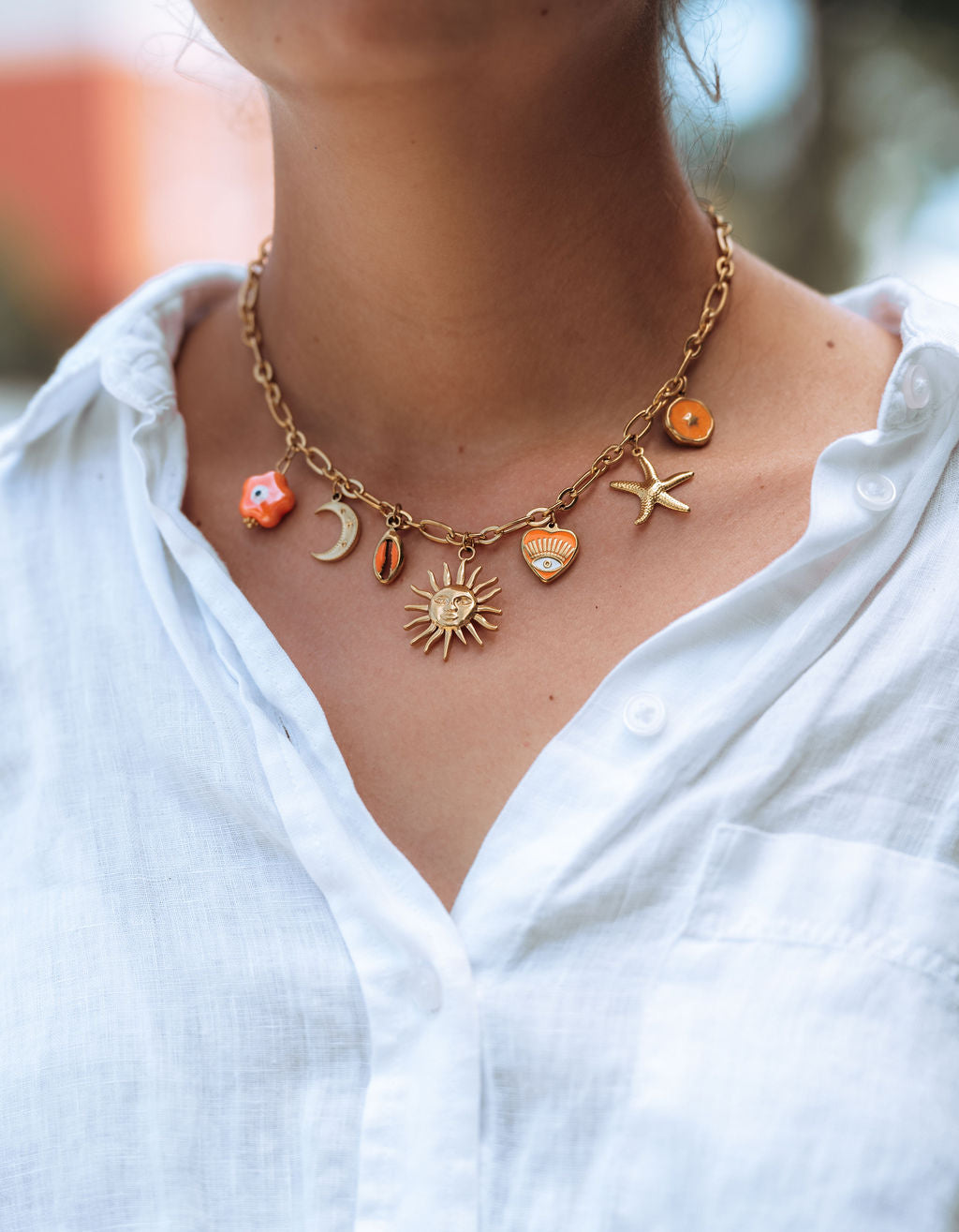 Orange Charm Necklace