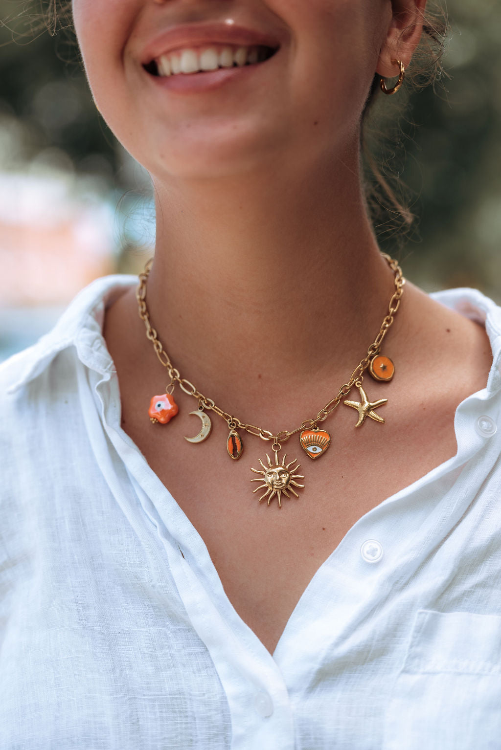 Orange Charm Necklace